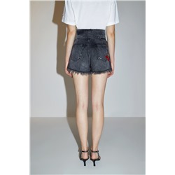 Short vaquero de tiro alto Negro