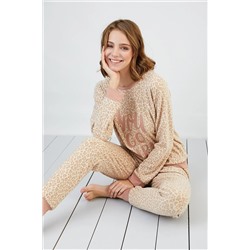 Sevim Kadın Bisiklet Yaka Jakar Pijama Takım 13302