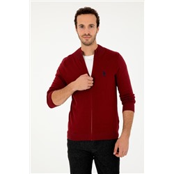 Erkek Bordo Basic Triko Hırka