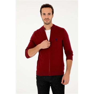 Erkek Bordo Basic Triko Hırka