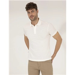 Beyaz Slim Fit Polo Yaka Basic Tişört