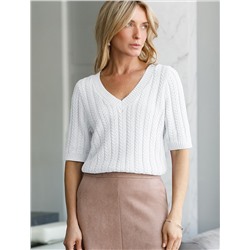 Джемпер фактурной вязки из хлопка с кашемиром