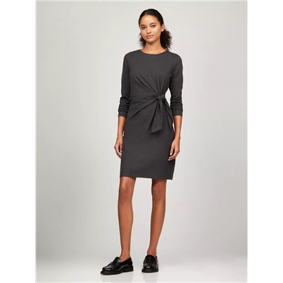 Long-Sleeve Knotted Stretch Dress