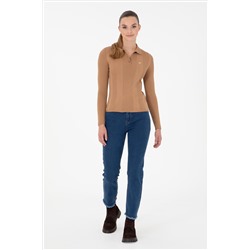 Kadın Mavi Slim Flare Cropped Fit Jean Pantolon