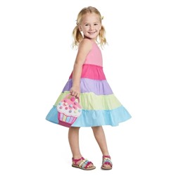 Girls Colorblock Tiered Dress - Hello Cupcake