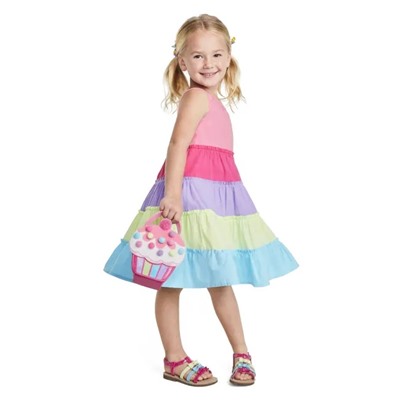 Girls Colorblock Tiered Dress - Hello Cupcake