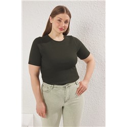 Trendyol Curve Antrasit Basic Bodycone/Vücuda Oturan Örme Büyük Beden Bluz TBBSS25AF00104
