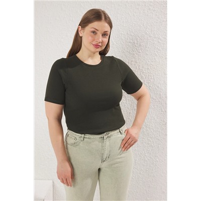 Trendyol Curve Antrasit Basic Bodycone/Vücuda Oturan Örme Büyük Beden Bluz TBBSS25AF00104