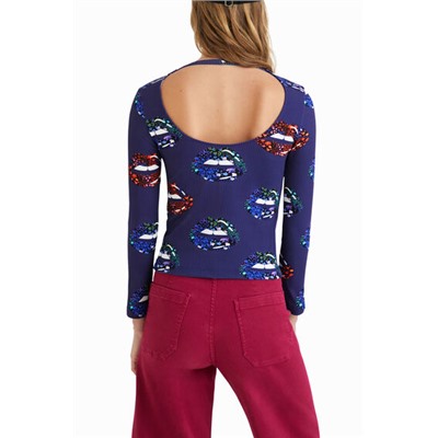Camiseta canalé escote espalda