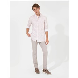 Açık Kahverengi Slim Fit Uzun Kollu Gömlek