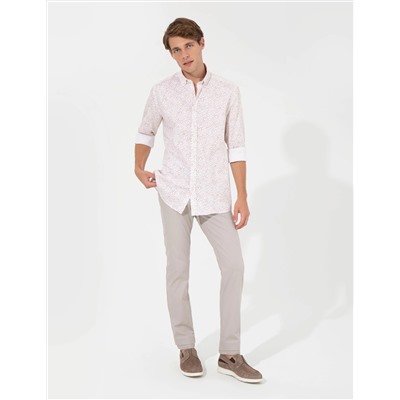 Açık Kahverengi Slim Fit Uzun Kollu Gömlek