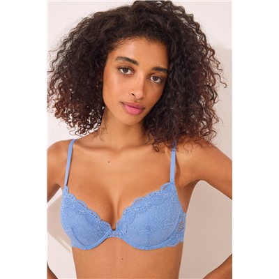 Sujetador push up GORGEOUS relleno encaje azul