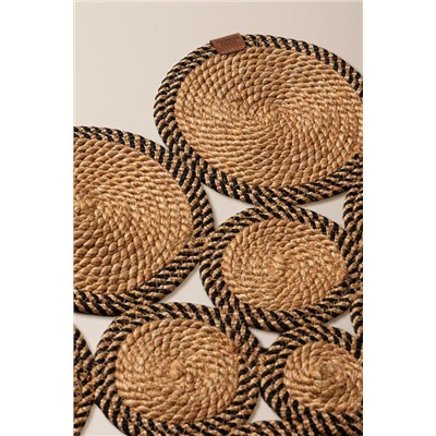 Alsace Yuvarlak Eklemeli Kilim - Naturel/Siyah - 120 cm
