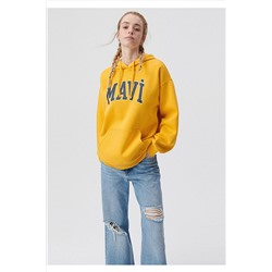 MaviLogo Baskılı Kapüşonlu Sarı Sweatshirt 1600361-71340