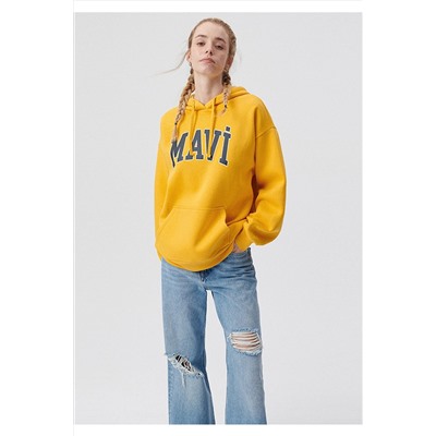 MaviLogo Baskılı Kapüşonlu Sarı Sweatshirt 1600361-71340