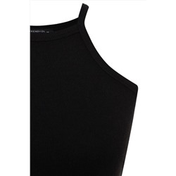 Siyah Halter Yaka Basic Örme Atlet TBBSS23CV00000