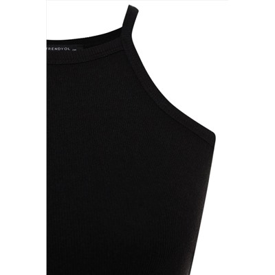 Siyah Halter Yaka Basic Örme Atlet TBBSS23CV00000