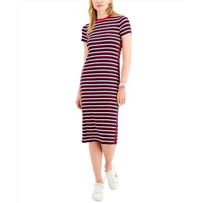 Tommy Jeans Rib Stipe Midi Dress