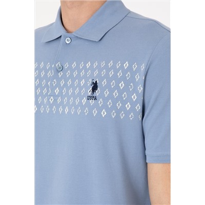 Erkek Regular Fit Polo Yaka Mavi Tişört