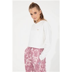 Kadın Ekru Bisiklet Yaka Sweatshirt