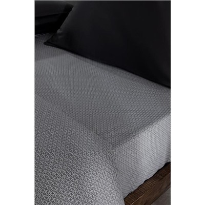 Vachel King Size %100 Pamuk Baskılı Saten Nevresim Takımı - Antrasit