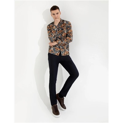 Turuncu Slim Fit Uzun Kollu Gömlek