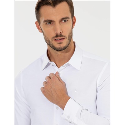Beyaz Slim Fit Uzun Kollu Gömlek