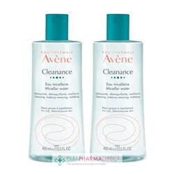 Avène Cleanance Eau Micellaire Nettoyante Sans Rinçage Visage et Yeux 2 x 400ml