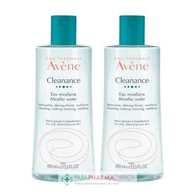 Avène Cleanance Eau Micellaire Nettoyante Sans Rinçage Visage et Yeux 2 x 400ml
