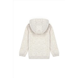Çocuk Bej Melanj Basic Kapüşonlu Sweatshirt