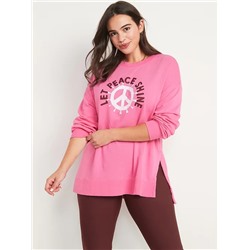 Vintage Long-Sleeve Garment-Dyed French-Terry Tunic Sweatshirt for Women