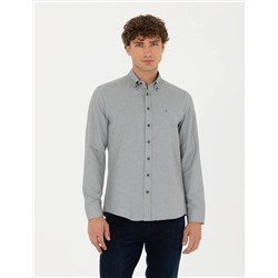 Haki Slim Fit Uzun Kollu Gömlek