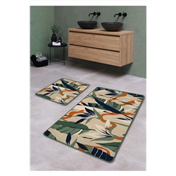 Pilloveland Kaymaz Taban Yıkanabilir 2’li Banyo Paspası - Blossom Desenli 60*100 Cm - 50*60 Cm BM0164