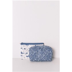 Pack 3 neceseres prints variados azul y blanco