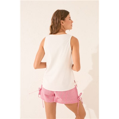 Camiseta tirantes 100% algodón blanco bordado