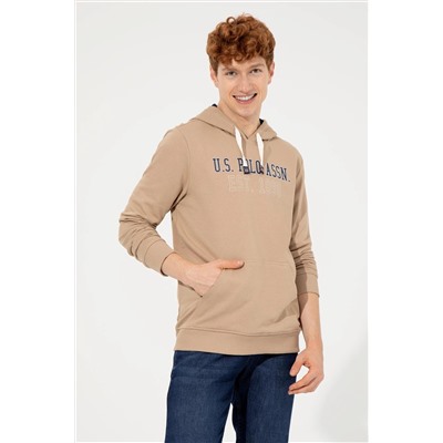 Erkek Camel Kapüşonlu Sweatshirt