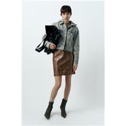 SNAKESKIN PRINT LEATHER EFFECT SKIRT
