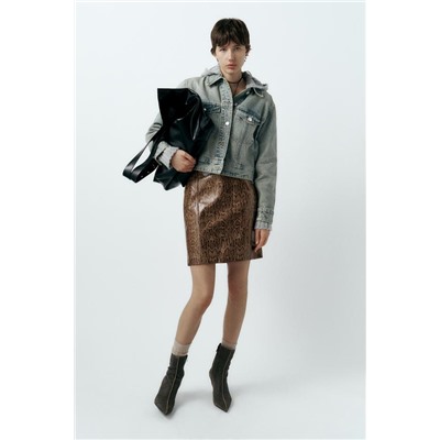 SNAKESKIN PRINT LEATHER EFFECT SKIRT