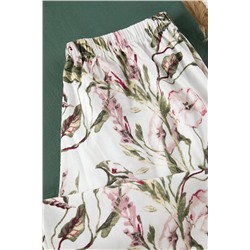 Yeşil Çiçekli Kapri Örme Pijama Takımı TBBSS25AI00002