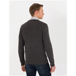 Gri Melanj Slim Fit Basic Triko Hırka