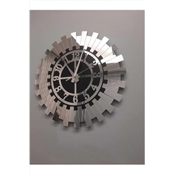 Tuba Decor Modern Gümüş Güneş Duvar Saati Dekoratif Türk Rakamlı Mdf Üzeri Aynalı Pleksi 40x40 Cm 3800241
