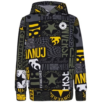 CONVERSE Big Boys Check Your Kicks Printed Graphic Pullover Hoodie