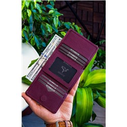 Garbalia Western % 100 Hakiki Deri Mıknatıs Kapaklı Bordo Cüzdan WESTERN