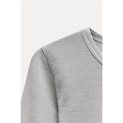 LONG SLEEVE WASHED EFFECT RIBBED T-SHIRT