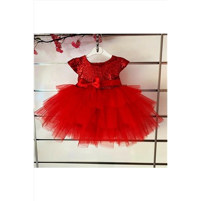 aden kids Kırmızı Pulpayet Elbise Kız Bebek adn02ayk005