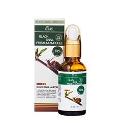 EKEL Premium Ampoule Black Snail Ампульная сыворотка для лица с муцином черной улитки 30г