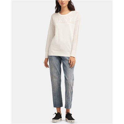 DKNY Open-Knit Logo Sweater