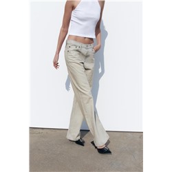 FEW ITEMS LEFT TRF CREASED-EFFECT COATED MID-RISE JEANS