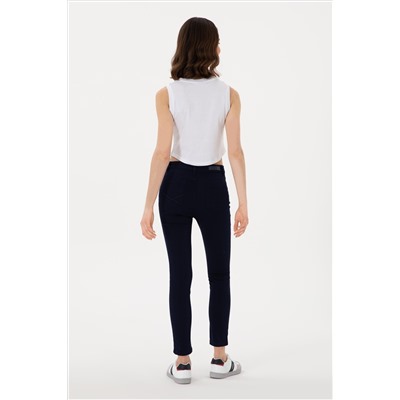 Kadın Lacivert Toothpick Fit Kanvas Pantolon