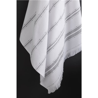 Gastonne Pamuklu Banyo Havlusu - Beyaz/Gri - 75x150 cm